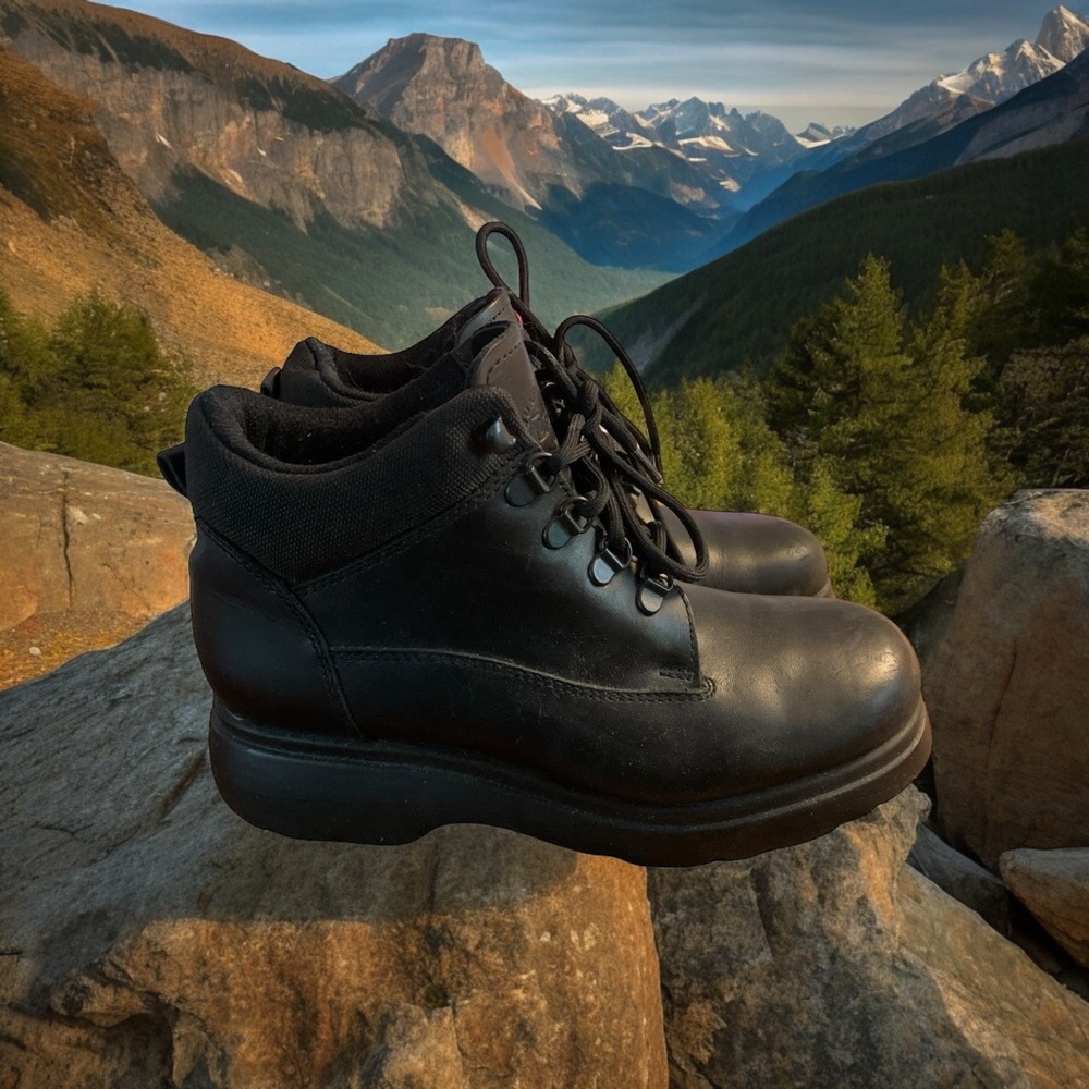 Dexter Comfort Black Leather Work Boots Women Sz 8